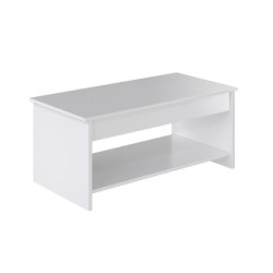 Table basse relevable - Style contemporain blanc mat - L 100 x P50 x H