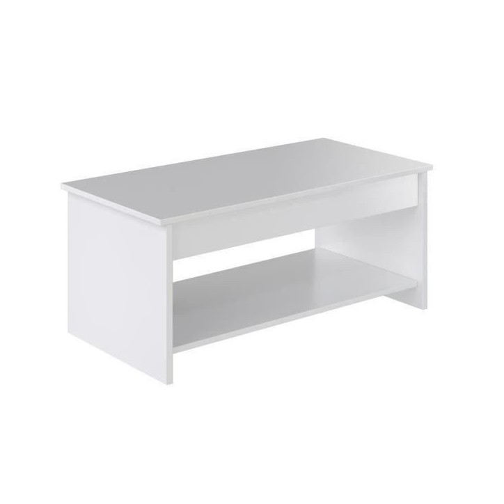 Table basse relevable - Style contemporain blanc mat - L 100 x P50 x H44cm - HAPPY Table basse relevable - Style contemporain blanc mat - L 100 x P50 x H44cm - HAPPY
