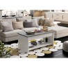 Table basse - Blanc et gris béton - Relevable - L 100 cm x P50 x H44c
