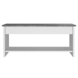 Table basse - Blanc et gris béton - Relevable - L 100 cm x P50 x H44c