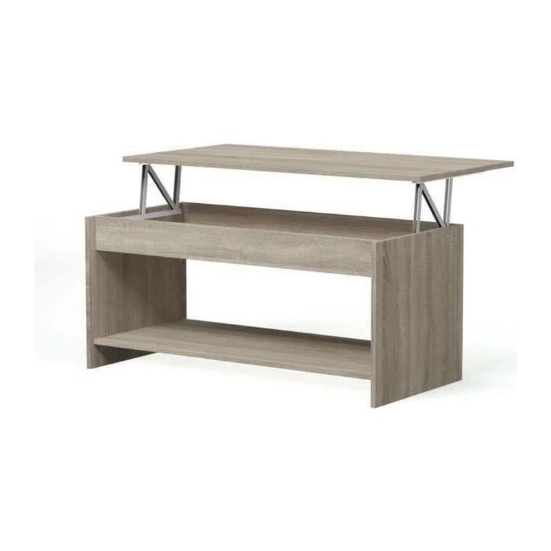 Table basse relevable - Style contemporain - Décor chene sonoma - L10