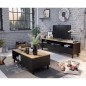 Ensemble Meuble TV+Table basse OXFORD - Style industriel - Mélaminé chene noir - Table Basse: L110 cm et Meuble Tv 159 cm Ensemble Meuble TV+Table basse OXFORD - Style industriel - Mélaminé chene noir - Table Basse: L110 cm et Meuble Tv 159 cm