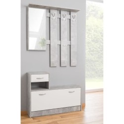 Vestiaire Rudolf - Décor béton structuré / blanc - 100 x 180 x 25 c