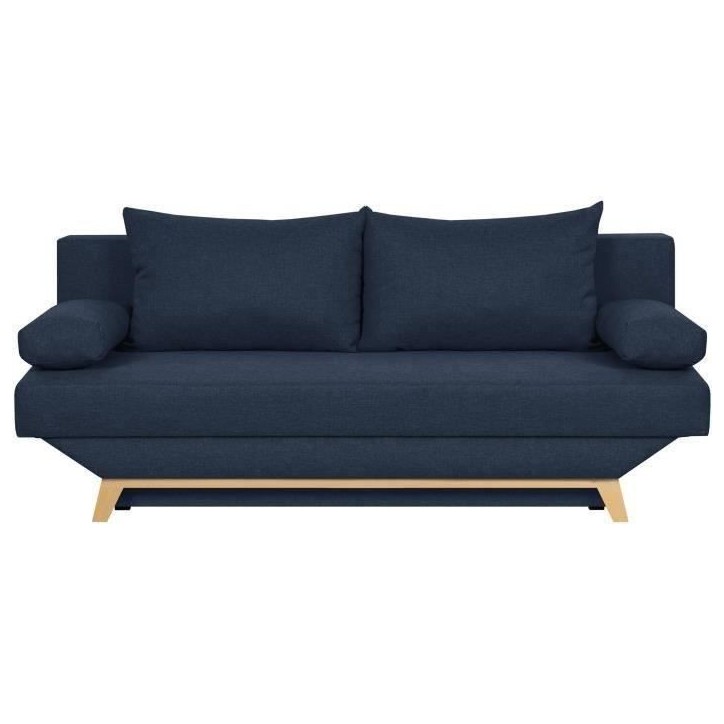 TEIJO Banquette convertible 3 places avec coffre de rangement - Tissu Bleu - L187 x P91 x H82 cm TEIJO Banquette convertible 3 places avec coffre de rangement - Tissu Bleu - L187 x P91 x H82 cm