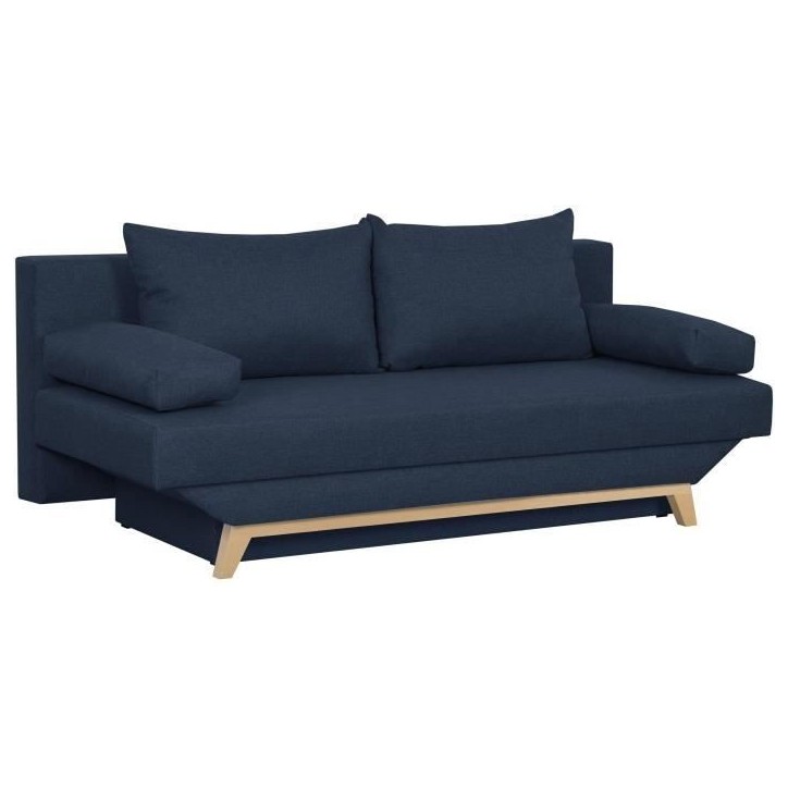 TEIJO Banquette convertible 3 places avec coffre de rangement - Tissu Bleu - L187 x P91 x H82 cm TEIJO Banquette convertible 3 places avec coffre de rangement - Tissu Bleu - L187 x P91 x H82 cm