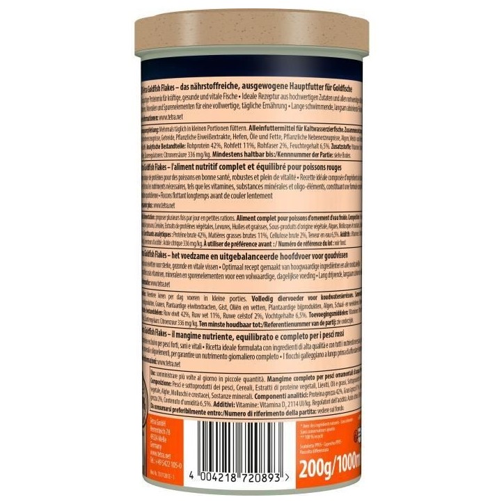 Tetra Goldfish Flocons - TETRA - Aliment complet en flocons pour poissons rouges - 1 L
