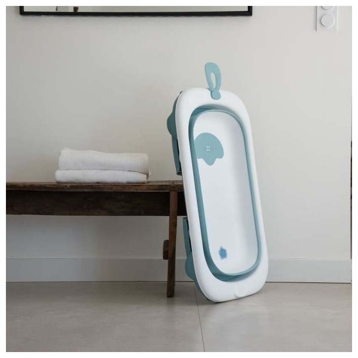 Baignoire pliable - THERMOBABY - BALNÉA - Compact - Bouchon de vidange - Jusqu'a 18 mois - Bleu
