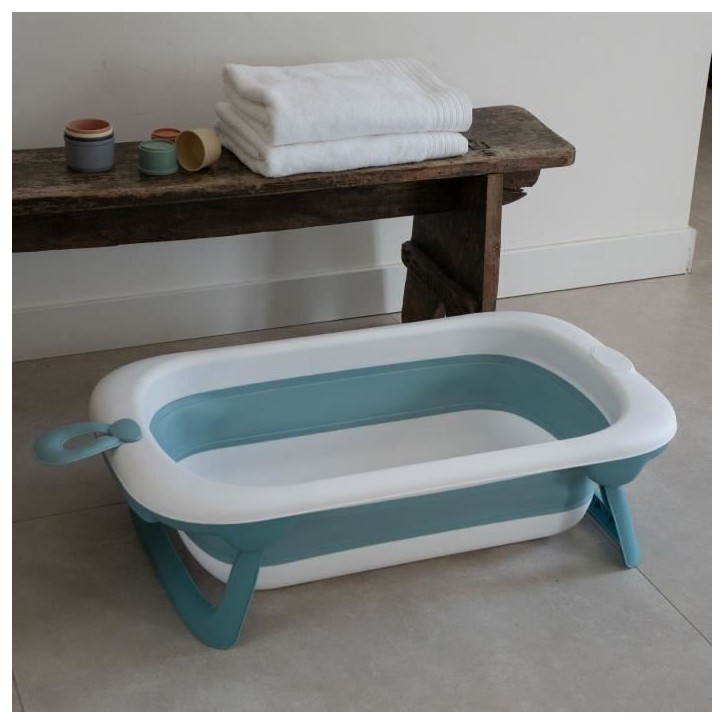 Baignoire pliable - THERMOBABY - BALNÉA - Compact - Bouchon de vidange - Jusqu'a 18 mois - Bleu