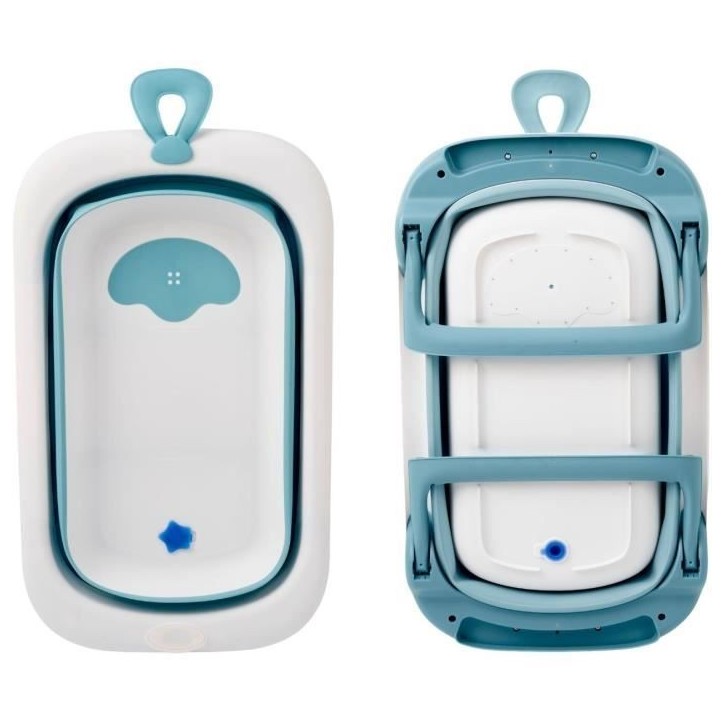 Baignoire pliable - THERMOBABY - BALNÉA - Compact - Bouchon de vidange - Jusqu'a 18 mois - Bleu