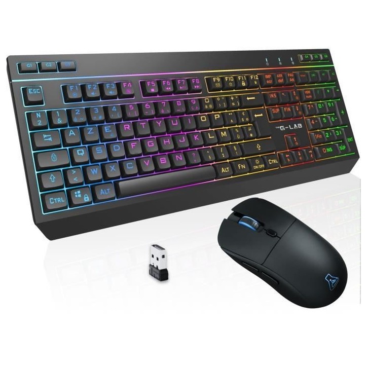 Pack gamer sans fil - THE G-LAB - COMBO TUNGSTEN EX - Clavier + souris - 32 macros configurables