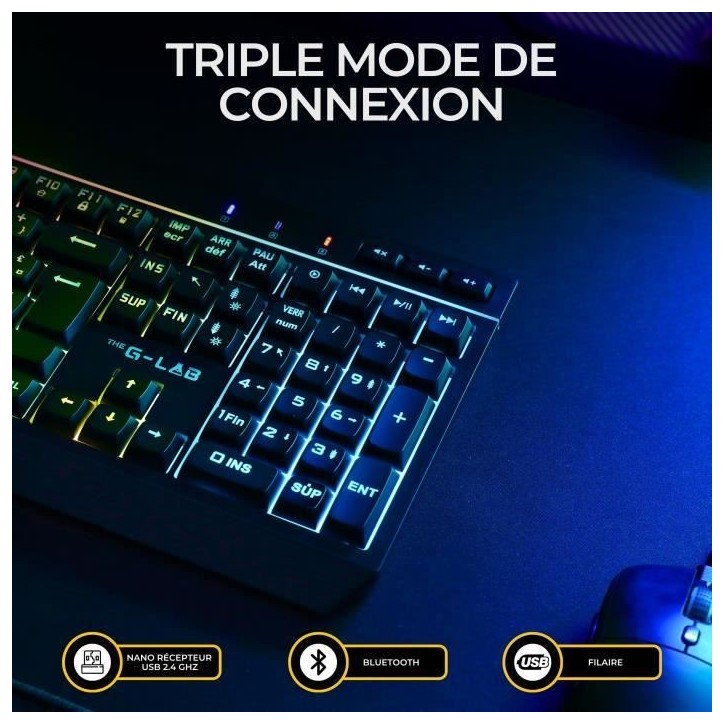 Clavier gamer sans fil - THE G-LAB - KEYZ TUNGSTEN EX - 32 macros configurables Clavier gamer sans fil - THE G-LAB - KEYZ TUNGSTEN EX - 32 macros configurables