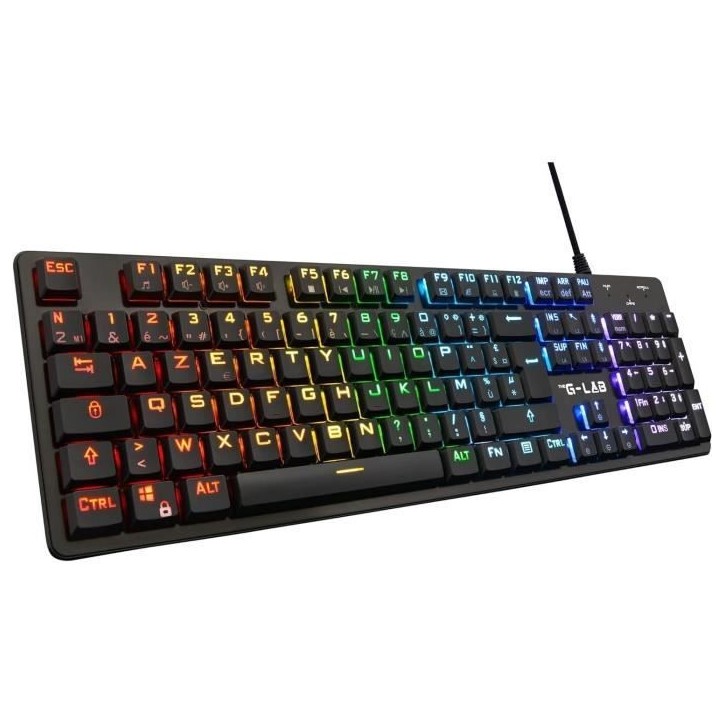 Clavier Gamer - The G-Lab - KEYZ PLATINIUM - Mécanique (Switch Rouge) - Ultra Low Profile - RGB - Filaire - Azerty - Noir Clavier Gamer - The G-Lab - KEYZ PLATINIUM - Mécanique (Switch Rouge) - Ultra Low Profile - RGB - Filaire - Azerty - Noir