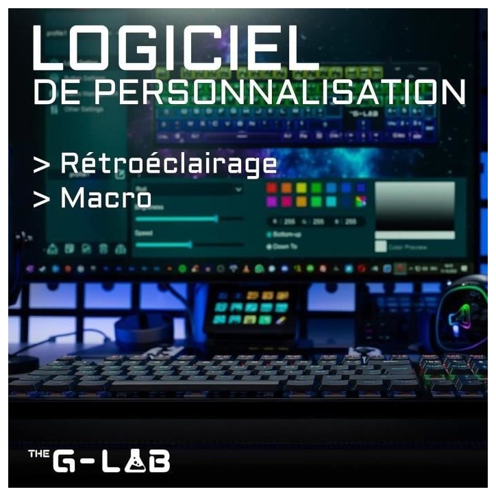 Clavier Gamer - The G-Lab - KEYZ PLATINIUM - Mécanique (Switch Rouge) - Ultra Low Profile - RGB - Filaire - Azerty - Noir Clavier Gamer - The G-Lab - KEYZ PLATINIUM - Mécanique (Switch Rouge) - Ultra Low Profile - RGB - Filaire - Azerty - Noir