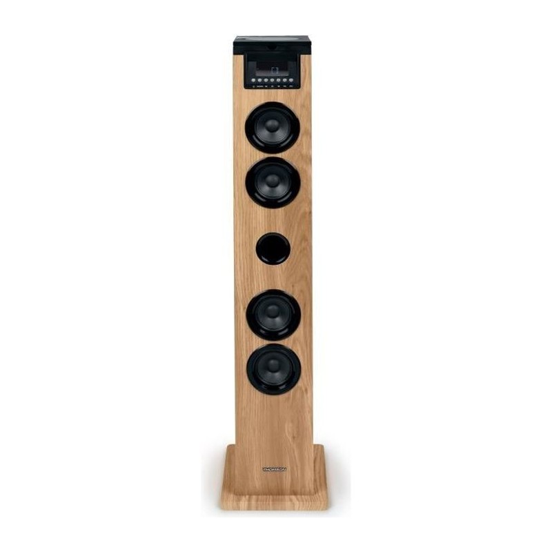 Tour haut-parleur - THOMSON - Noir/Bois - Bluetooth/CD/USB/SD, 60W, Ra