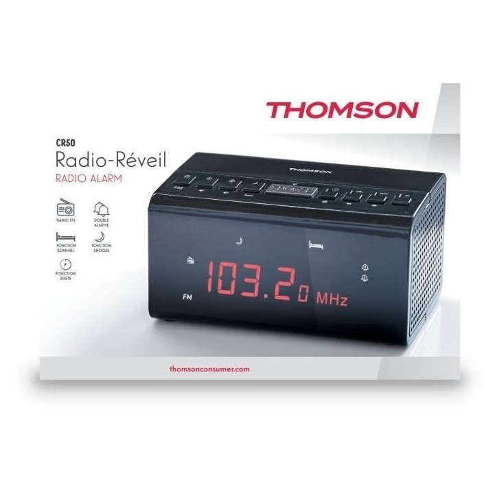 Radio Réveil - THOMSON - CR50 - Noir Radio Réveil - THOMSON - CR50 - Noir