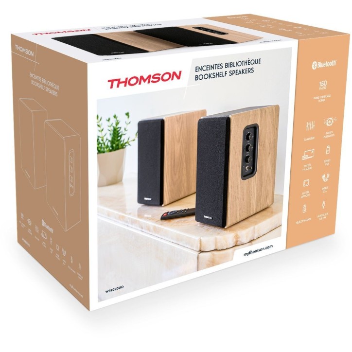 Set enceintes - THOMSON - 2 enceintes - Noir et bois Set enceintes - THOMSON - 2 enceintes - Noir et bois