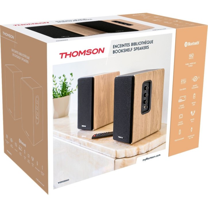 Set enceintes - THOMSON - 2 enceintes - Noir et bois Set enceintes - THOMSON - 2 enceintes - Noir et bois