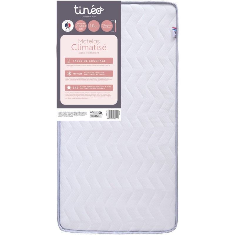 Matelas bébé climatisé - 70 x 140 cm - Epaisseur 11 cm - TINEO