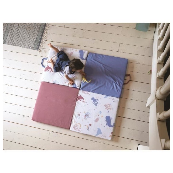 Tapis Malin Trésors de l'océan 3 en 1 - Evolutif - Déhoussable - 120x120x5 cm