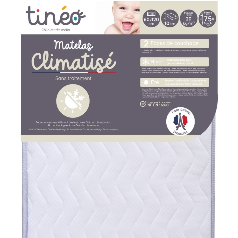 Matelas Climatisé TINEO 60x120x10cm - Matelas Bébé - Climatisé - 1