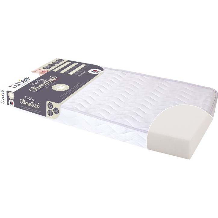 Matelas Climatisé TINEO 60x120x10cm - Matelas Bébé - Climatisé - 1 Face Été - 1 Face Hiver - Sans Traitement - Fabriqué E Matelas Climatisé TINEO 60x120x10cm - Matelas Bébé - Climatisé - 1 Face Été - 1 Face Hiver - Sans Traitement - Fabriqué E
