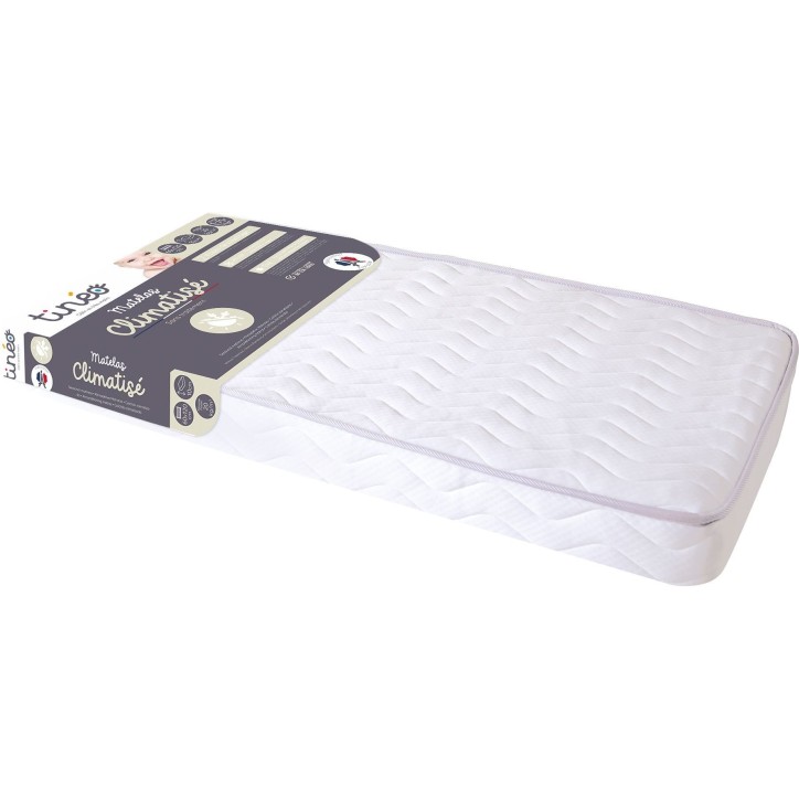Matelas Climatisé TINEO 60x120x10cm - Matelas Bébé - Climatisé - 1 Face Été - 1 Face Hiver - Sans Traitement - Fabriqué E Matelas Climatisé TINEO 60x120x10cm - Matelas Bébé - Climatisé - 1 Face Été - 1 Face Hiver - Sans Traitement - Fabriqué E