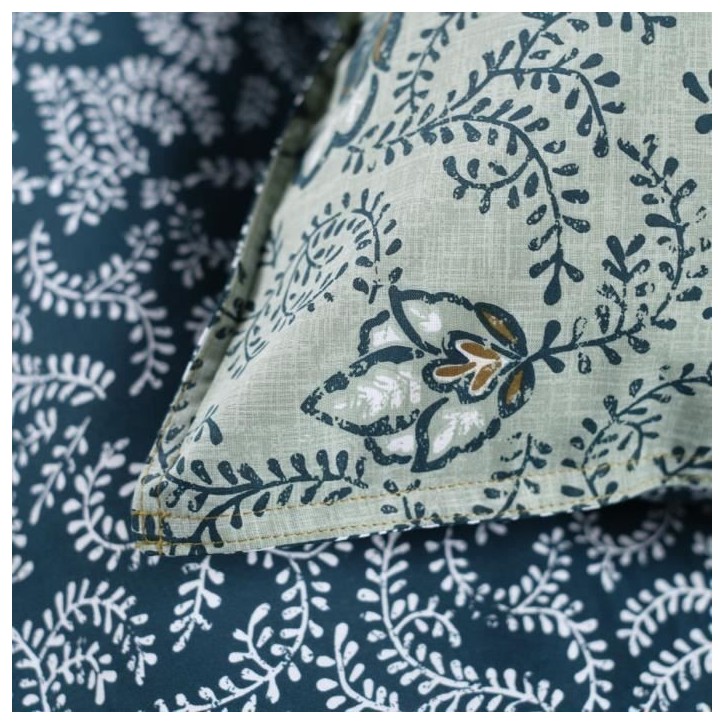 Parure de lit - TODAY - Sunshine - Bleu - 2 personnes - 220x240 cm - Coton naturel - Autres motifs