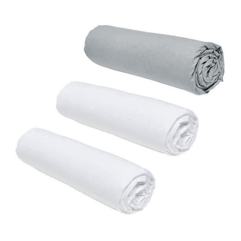 Lot de 3 draps housses TODAY Essential - 140 x 190 cm - 2 personnes -