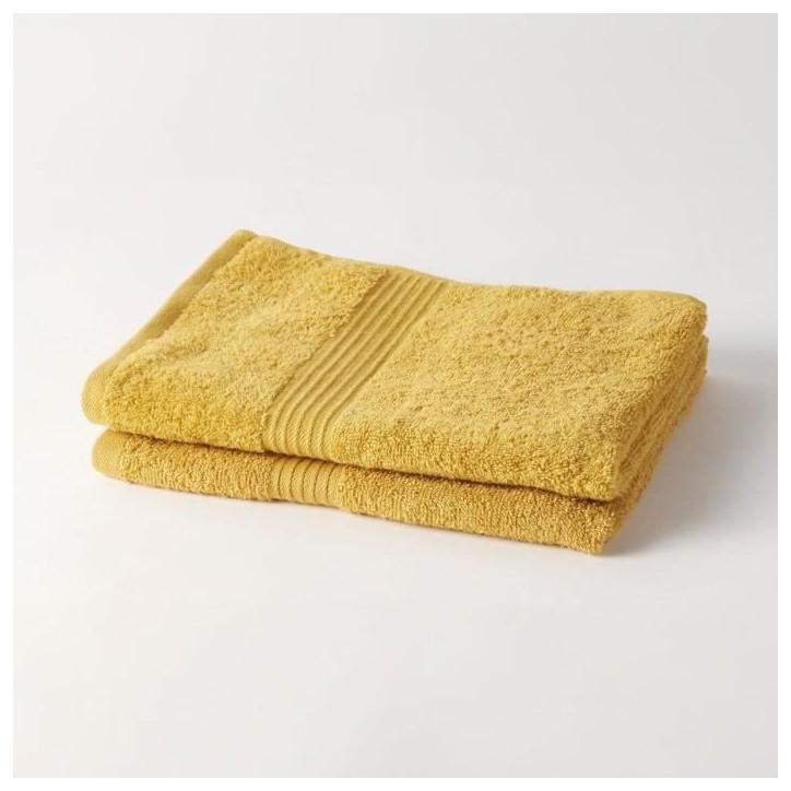 TODAY Essential - Lot de 2 serviettes de toilette 50x90 cm 100% Coton coloris ocre
