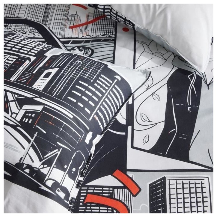 Parure de lit - TODAY - JAVA - 2 personnes - 240x220 cm - Coton - Imprimé Manga - Blanc Parure de lit - TODAY - JAVA - 2 personnes - 240x220 cm - Coton - Imprimé Manga - Blanc