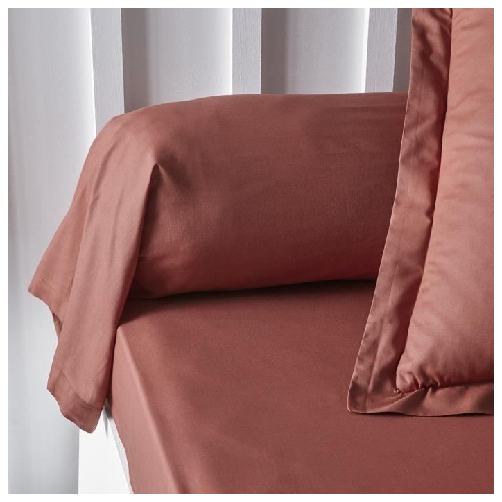 Taie de traversin TODAY Essential - 45 x 185 cm - 100% Coton uni - Terracotta