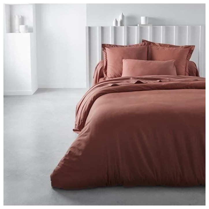 Housse de couette TODAY Essential - 240 x 260 cm - 2 personnes - 100% Coton uni - Terracotta