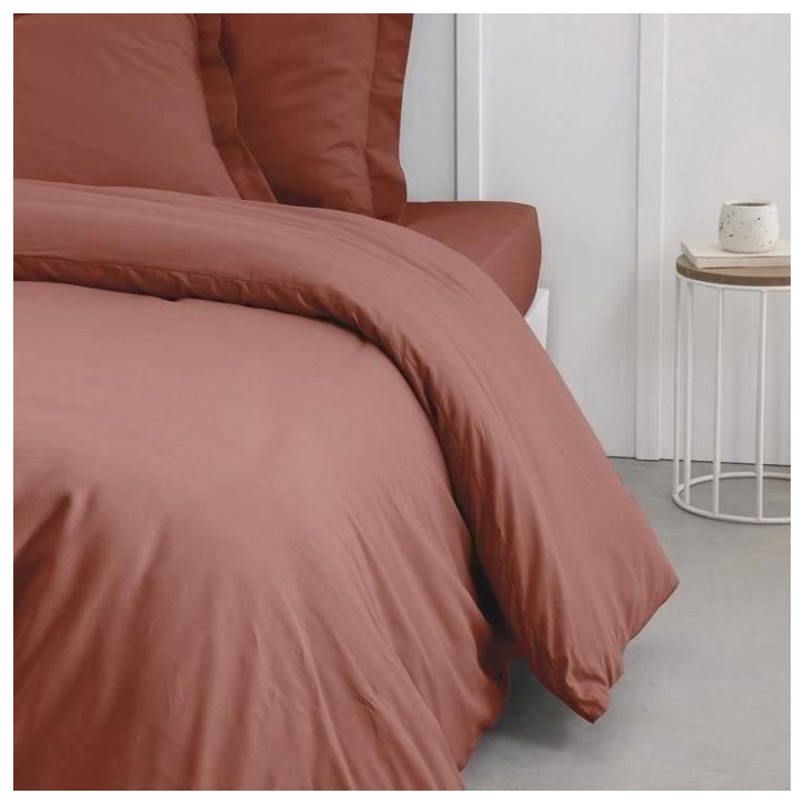 Housse de couette TODAY Essential - 240 x 260 cm - 2 personnes - 100% Coton uni - Terracotta