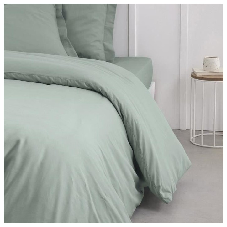 Housse de couette TODAY Essential - 240 x 260 cm - 2 personnes - 100% Coton uni - Celadon Housse de couette TODAY Essential - 240 x 260 cm - 2 personnes - 100% Coton uni - Celadon