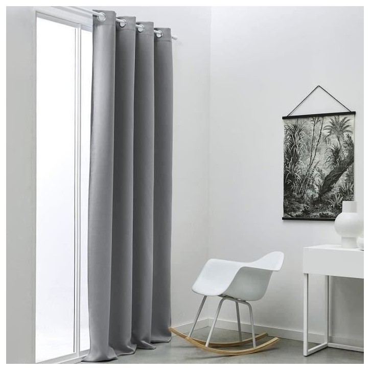 Rideau occultant TODAY a oeillets uni Gris 140x240 cm Rideau occultant TODAY a oeillets uni Gris 140x240 cm