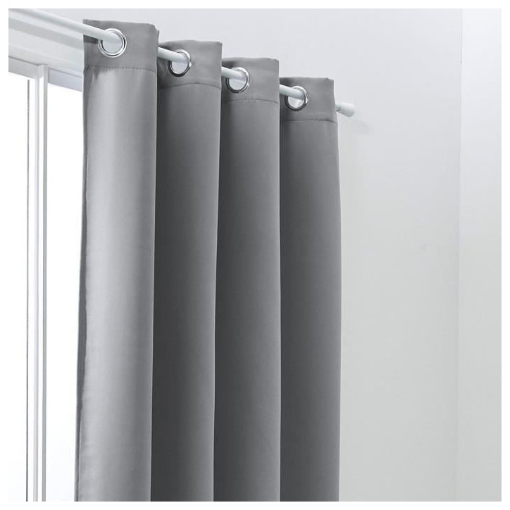 Rideau occultant TODAY a oeillets uni Gris 140x240 cm Rideau occultant TODAY a oeillets uni Gris 140x240 cm