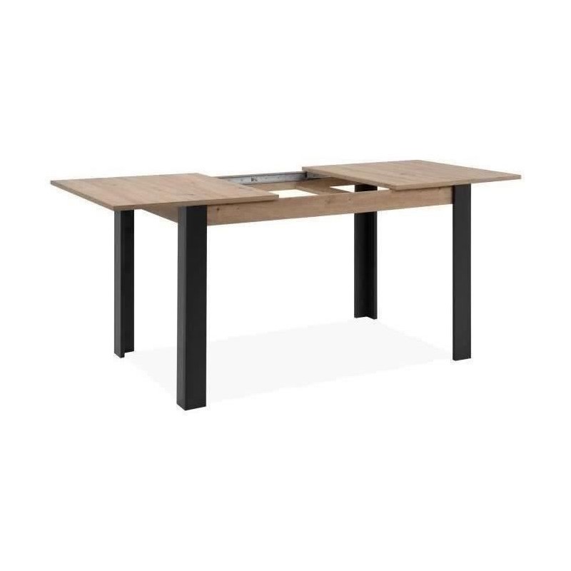 Table extensible - TOLOSA 80A - Décor chene artisan / Noir - Rectangu