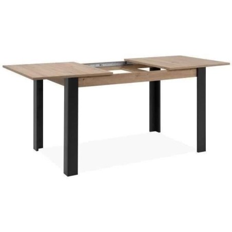 Table extensible - TOLOSA 80A - Décor chene artisan / Noir - Rectangu