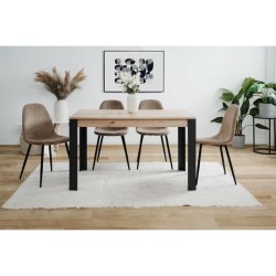 Table extensible - TOLOSA 80A - Décor chene artisan / Noir - Rectangu