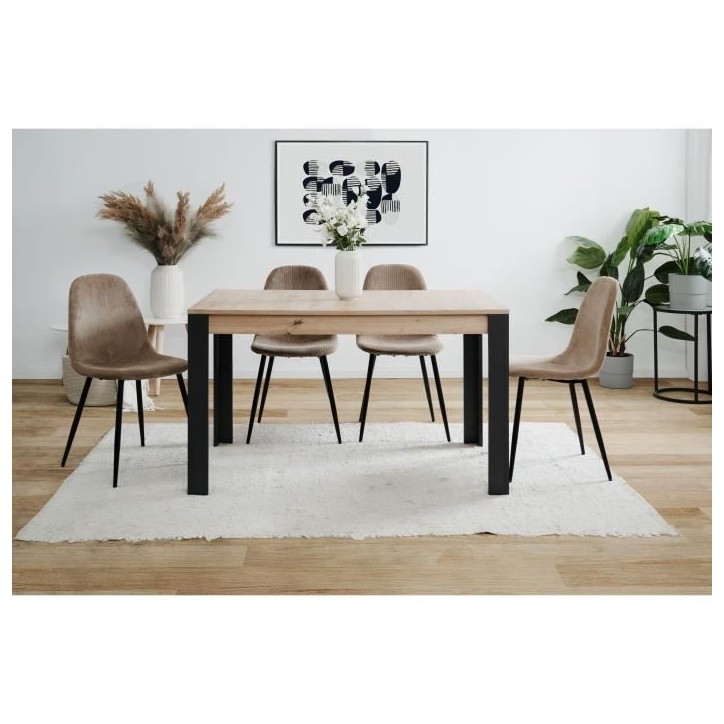 Table extensible - TOLOSA 80A - Décor chene artisan / Noir - Rectangulaire - 6 / 8 personnes - 100-150 x 75 x 80 cm Table extensible - TOLOSA 80A - Décor chene artisan / Noir - Rectangulaire - 6 / 8 personnes - 100-150 x 75 x 80 cm