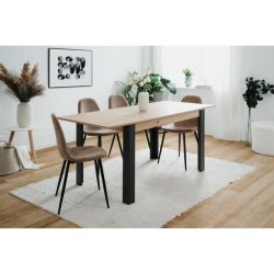 Table extensible - TOLOSA 80A - Décor chene artisan / Noir - Rectangu