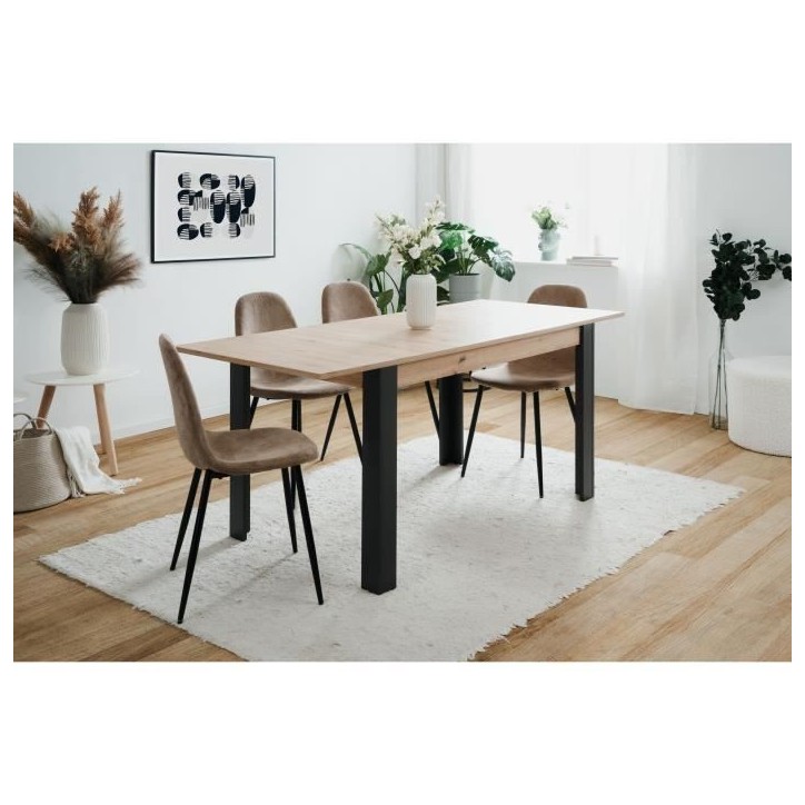 Table extensible - TOLOSA 80A - Décor chene artisan / Noir - Rectangulaire - 6 / 8 personnes - 100-150 x 75 x 80 cm Table extensible - TOLOSA 80A - Décor chene artisan / Noir - Rectangulaire - 6 / 8 personnes - 100-150 x 75 x 80 cm