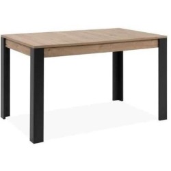 Table extensible - TOLOSA 80A - Décor chene artisan / Noir - Rectangu