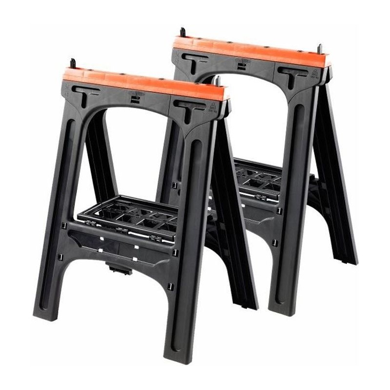 Lot de 2 tréteaux pliants - TOOD - Charge maximale 200 kg - Dimension Lot de 2 tréteaux pliants - TOOD - Charge maximale 200 kg - Dimension