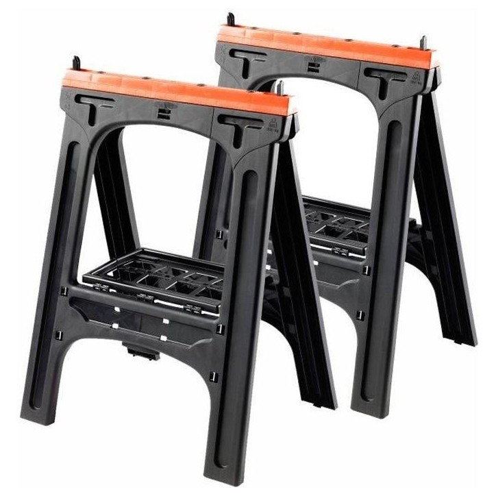Lot de 2 tréteaux pliants - TOOD - Charge maximale 200 kg - Dimensions 60x10x80 cm Lot de 2 tréteaux pliants - TOOD - Charge maximale 200 kg - Dimensions 60x10x80 cm