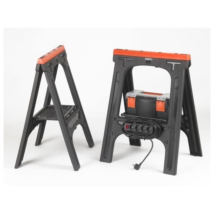 Lot de 2 tréteaux pliants - TOOD - Charge maximale 200 kg - Dimensions 60x10x80 cm Lot de 2 tréteaux pliants - TOOD - Charge maximale 200 kg - Dimensions 60x10x80 cm