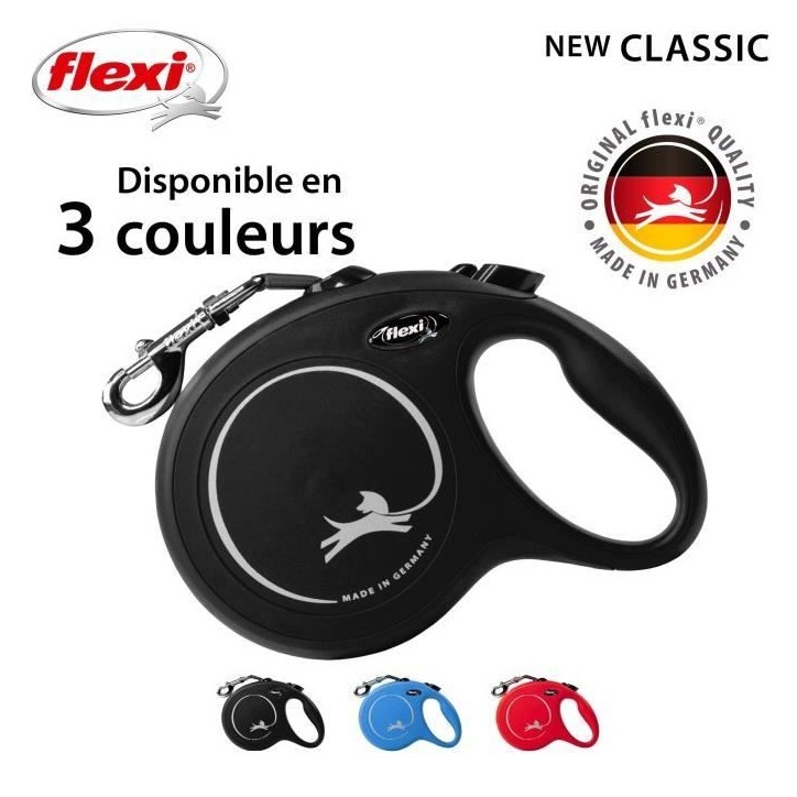Laisse New Classic L Tape 8 m black Flexi CL30T8-251-S-20
