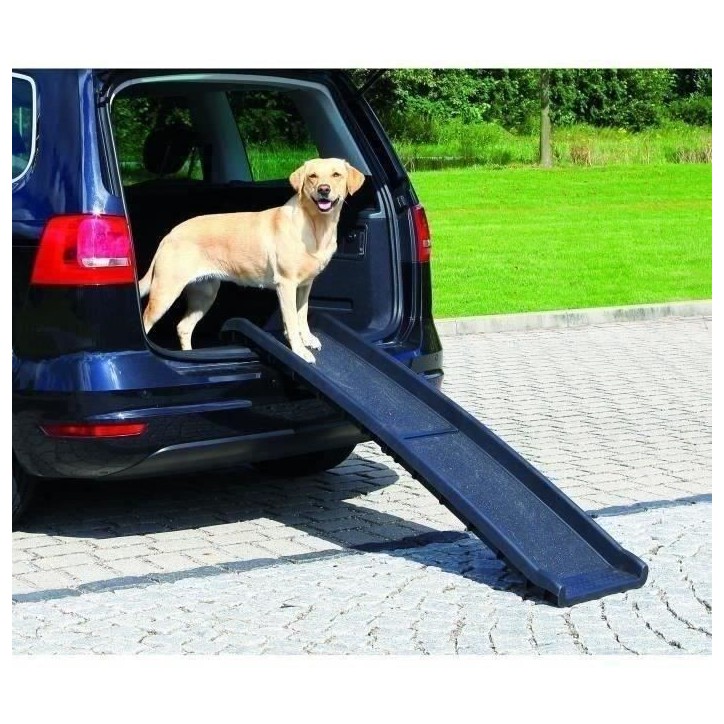 Rampe d'acces pour chien et autres animaux - TRIXIE - Petwalk - Plastique - Rails de sécurité - Noir