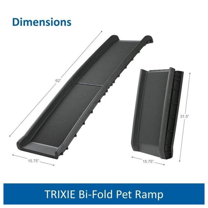 Rampe d'acces pour chien et autres animaux - TRIXIE - Petwalk - Plastique - Rails de sécurité - Noir