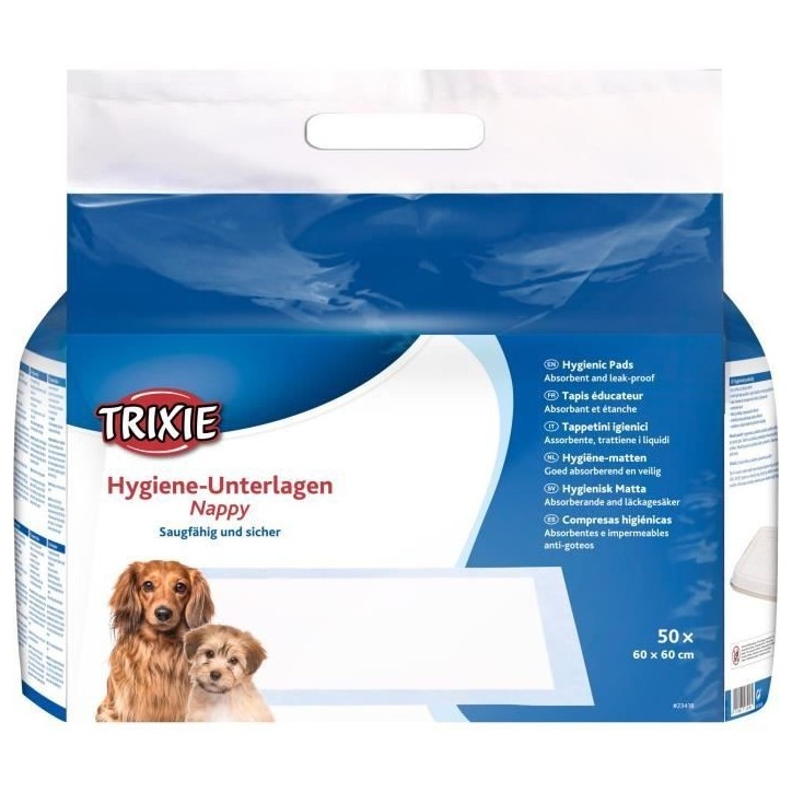 Tapis éducateur TRIXIE Nappy - 60 × 60 cm - 50 Pcs